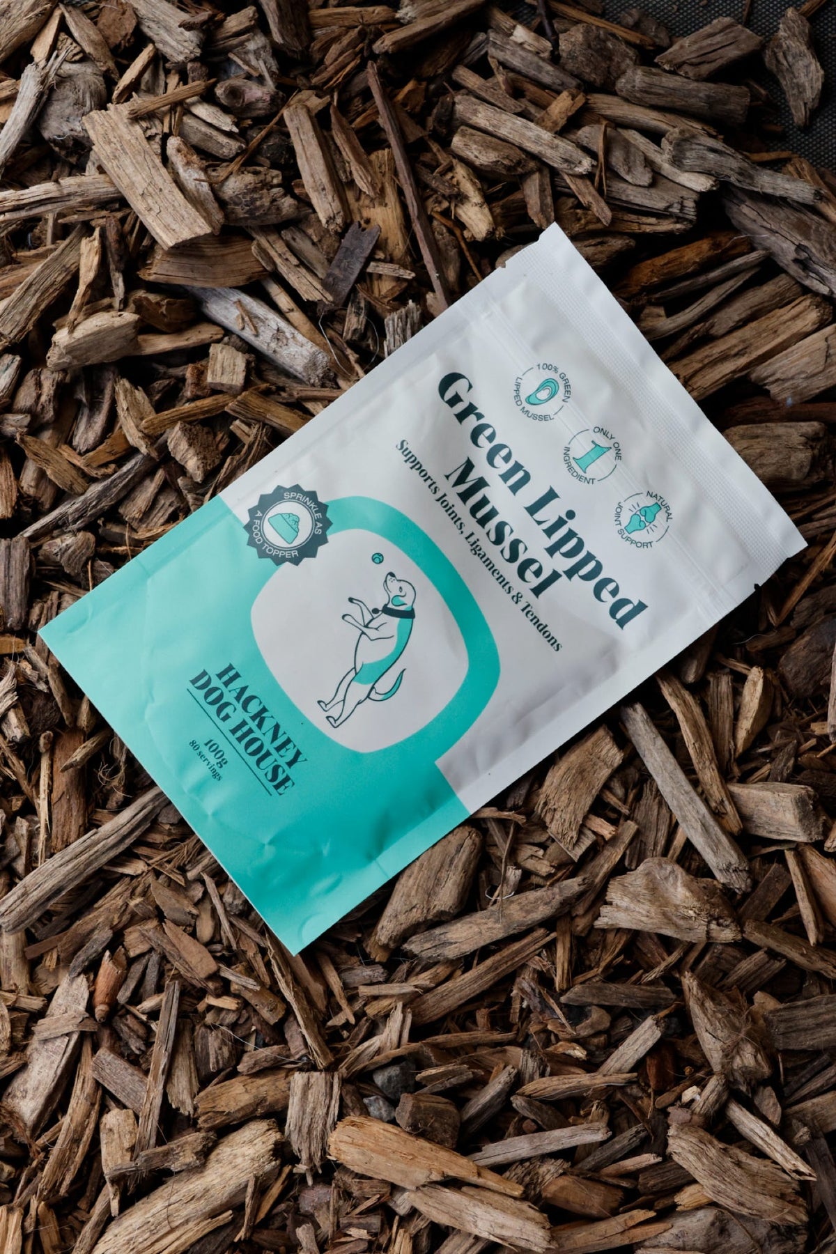 HDH Green Lipped Mussel supplement for dogs in turquoise and white packaging